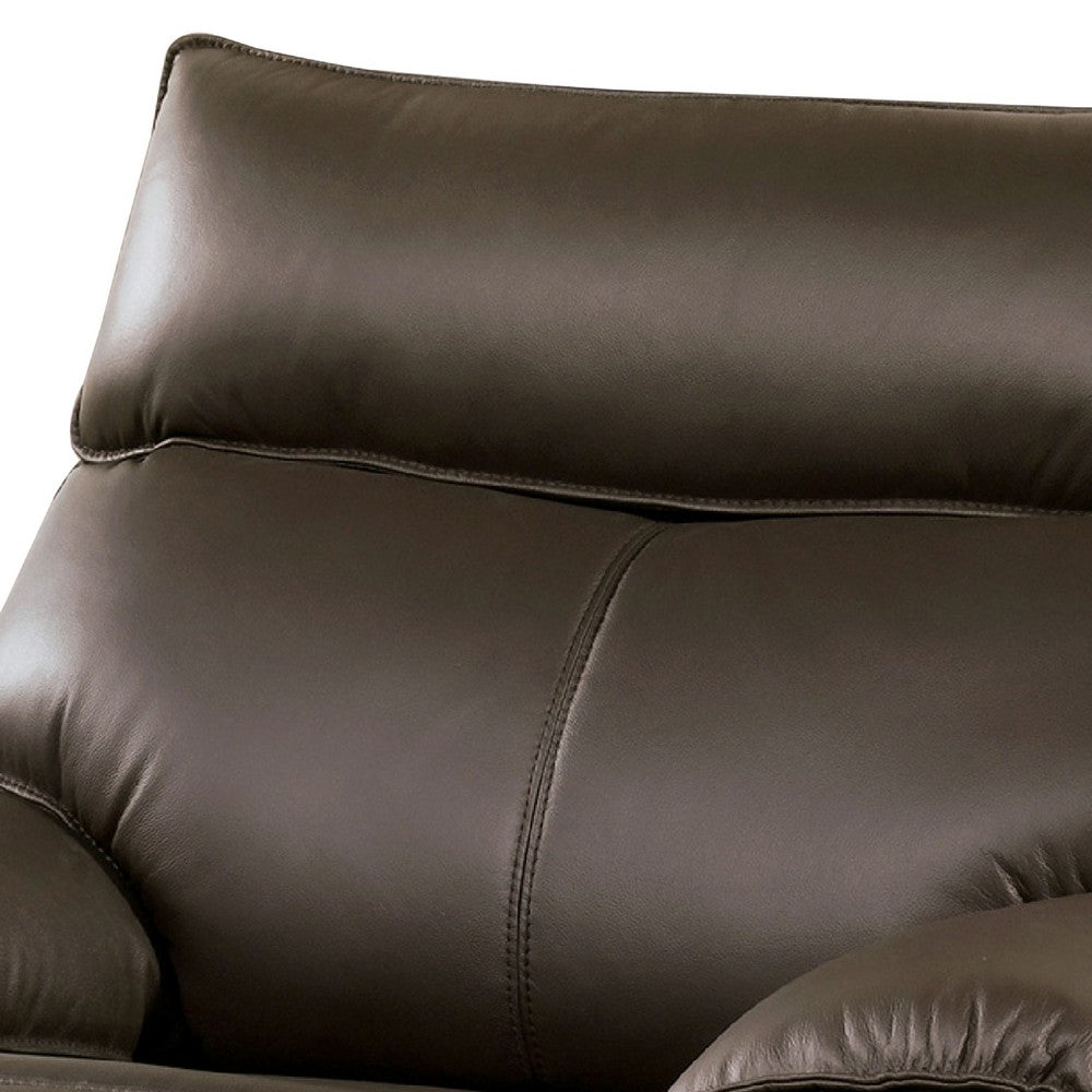 Ozy Manual Recliner Chair, Pillow Top Arms, Dark Brown Leather Match - BM340967