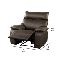Ozy Manual Recliner Chair, Pillow Top Arms, Dark Brown Leather Match - BM340967