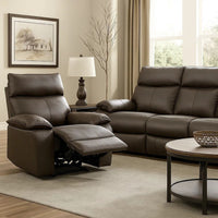 Ozy Manual Recliner Chair, Pillow Top Arms, Dark Brown Leather Match - BM340967