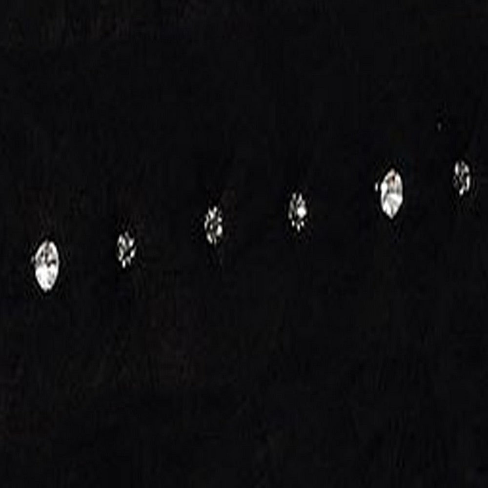 Rea Dresser Vanity Mirror, Crystal Tufted Black Velvet Upholstered Arched Frame - BM340973