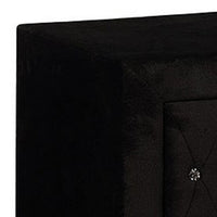 Rea Nightstand, 2 Drawers with Crystal Knobs, Black Velvet Upholstery - BM340974