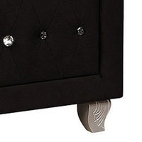 Rea Nightstand, 2 Drawers with Crystal Knobs, Black Velvet Upholstery - BM340974