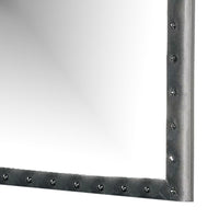 Rea Dresser Vanity Mirror, Crystal Tufted Gray Velvet Upholstery Arched Frame - BM340977