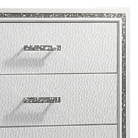 Lema Tall Dresser Chest, 5 Drawers with Acrylic Crystal Trim, White - BM340979