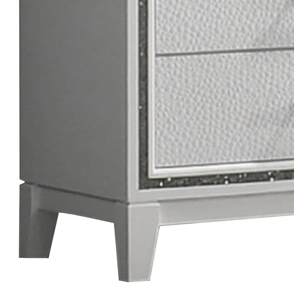 Lema Tall Dresser Chest, 5 Drawers with Acrylic Crystal Trim, White - BM340979