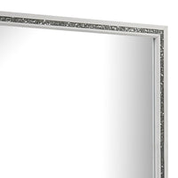 Lema Dresser Vanity Mirror, Silver Acrylic Trimmed White Frame - BM340981