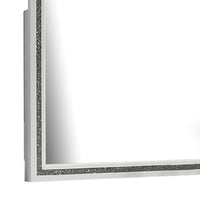 Lema Dresser Vanity Mirror, Silver Acrylic Trimmed White Frame - BM340981