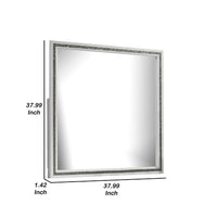 Lema Dresser Vanity Mirror, Silver Acrylic Trimmed White Frame - BM340981