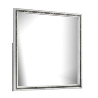 Lema Dresser Vanity Mirror, Silver Acrylic Trimmed White Frame - BM340981