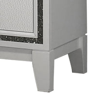 Lema Nightstand, 2 Drawers with Silver Acrylic Crystal Trim, White - BM340982