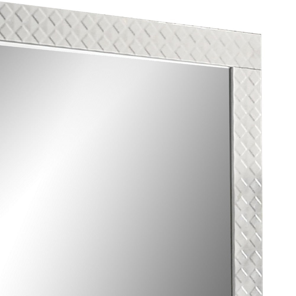 Dema Dresser Vanity Mirror, High Gloss White Textured Trim - BM340986