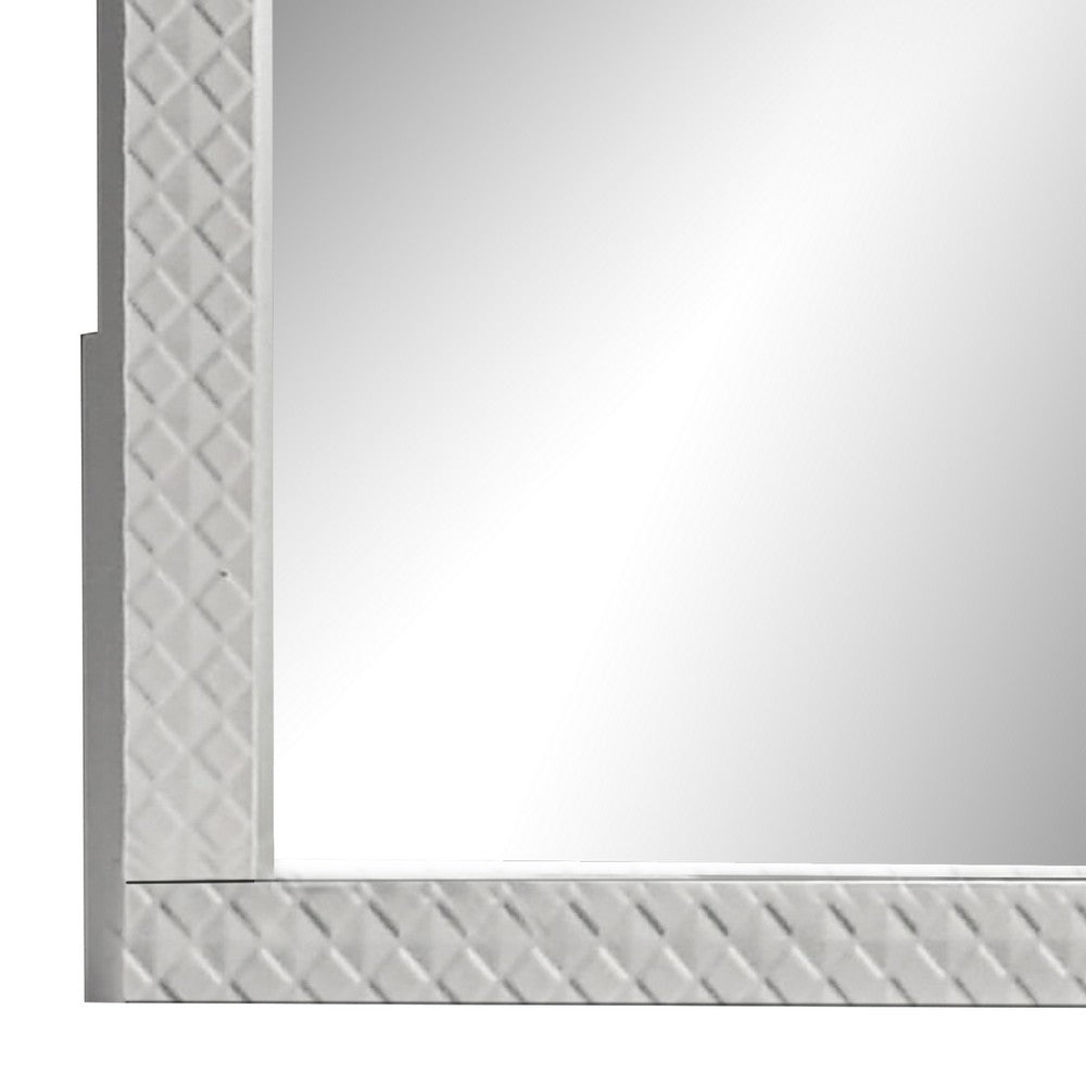 Dema Dresser Vanity Mirror, High Gloss White Textured Trim - BM340986