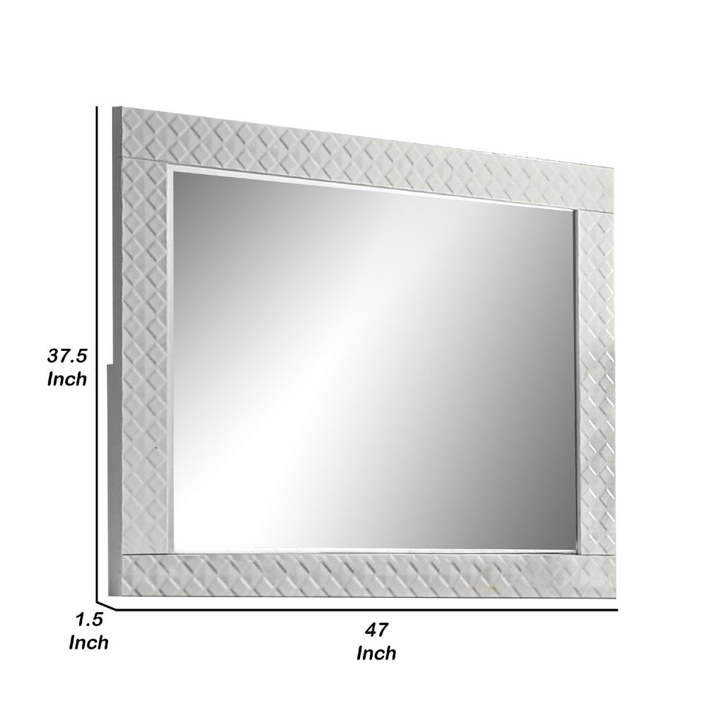 Dema Dresser Vanity Mirror, High Gloss White Textured Trim - BM340986