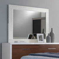 Dema Dresser Vanity Mirror, High Gloss White Textured Trim - BM340986