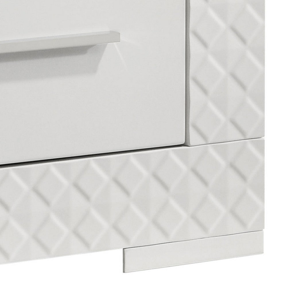 Dema 2 Drawer Nightstand, High Gloss White Textured Trim - BM340987