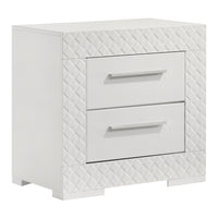 Dema 2 Drawer Nightstand, High Gloss White Textured Trim - BM340987