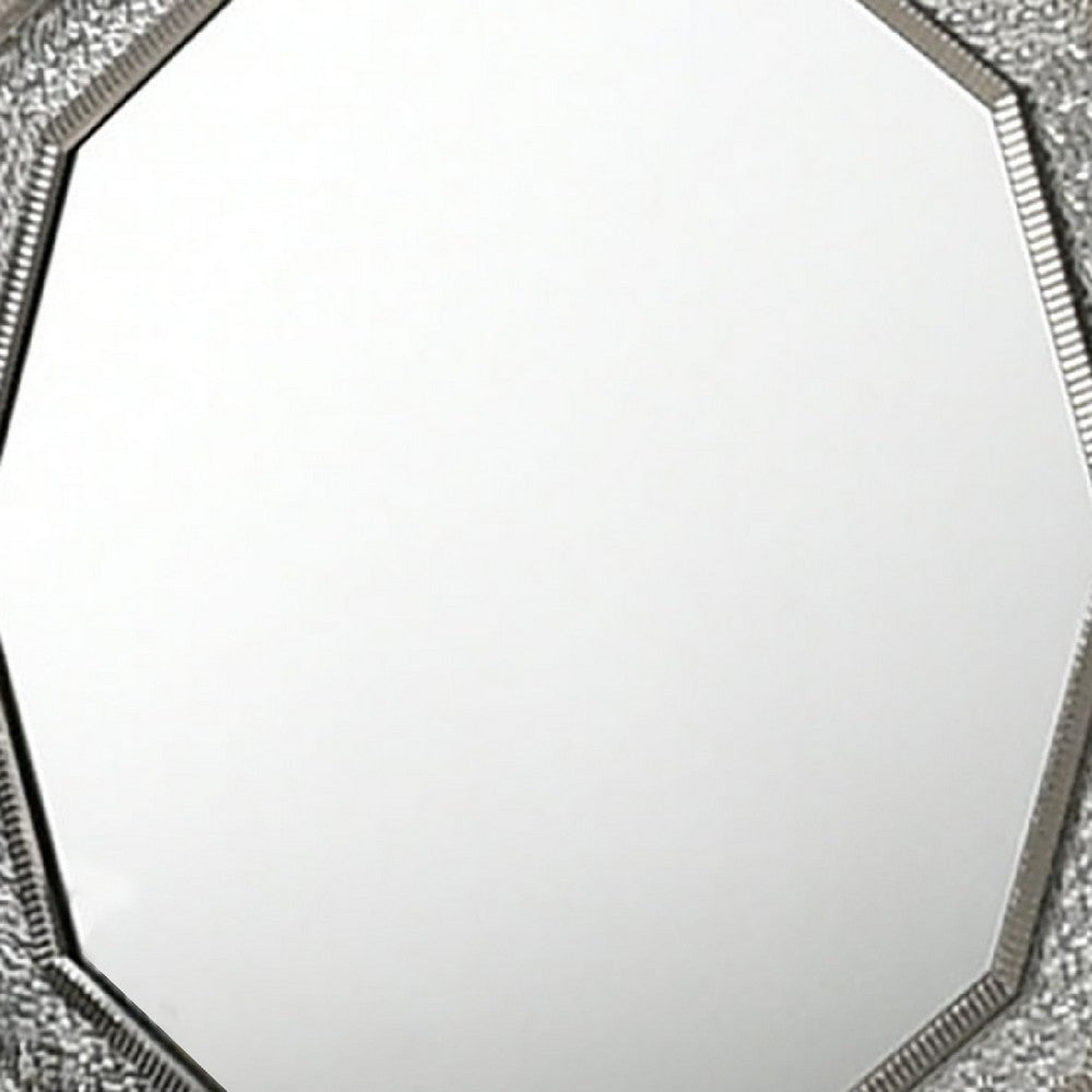 Cyl Vanity Dresser Mirror, Geometric Metallic Gray Backlit LED Frame - BM340990