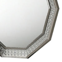 Cyl Vanity Dresser Mirror, Geometric Metallic Gray Backlit LED Frame - BM340990