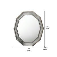 Cyl Vanity Dresser Mirror, Geometric Metallic Gray Backlit LED Frame - BM340990