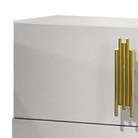 Dyl Nightstand, 2 Drawers with Gold Post Handles, White Melamine  - BM340992
