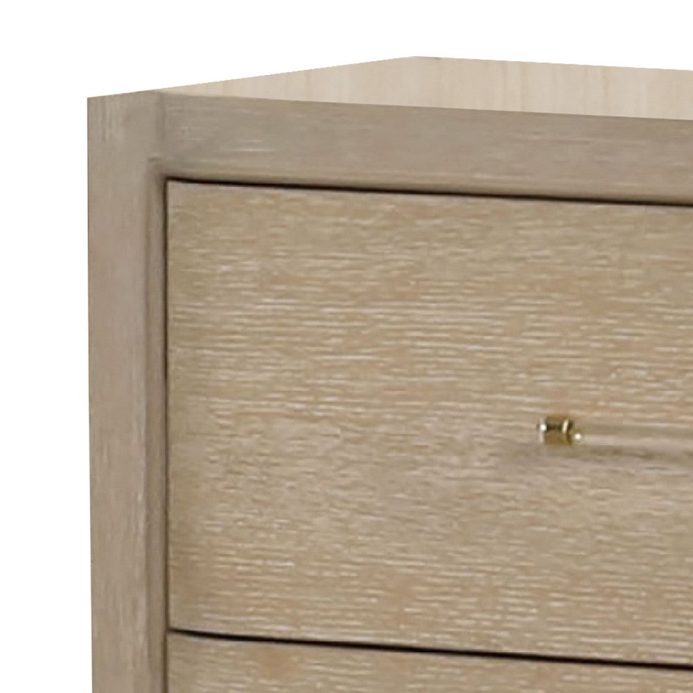 Fea Nightstand with USB Ports, 2 Drawers, Natural Oak Brown - BM340994