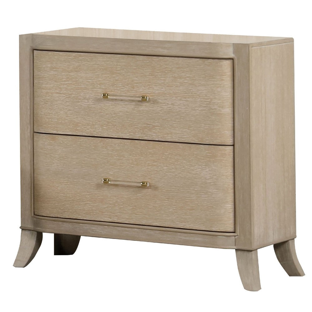 Fea Nightstand with USB Ports, 2 Drawers, Natural Oak Brown - BM340994