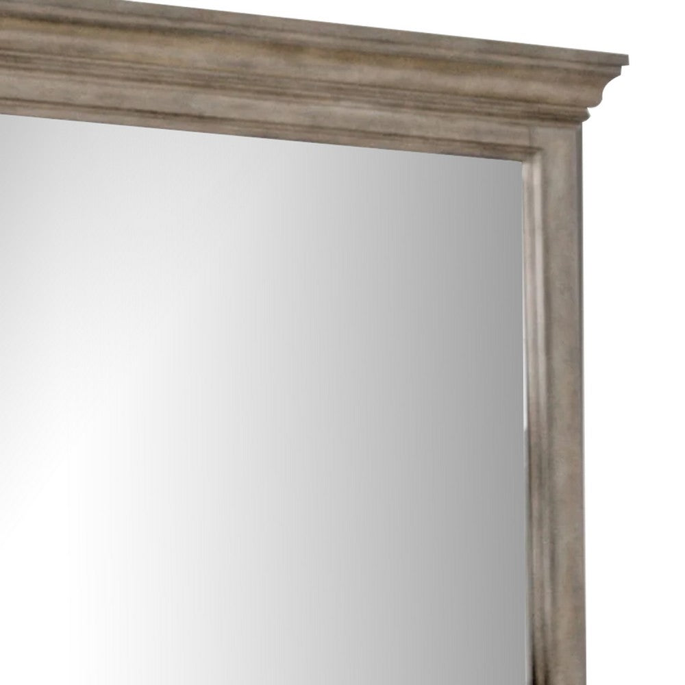 Zea Vanity Dresser Mirror, Elegant Crown Moldings in Aged Oak Brown - BM340996