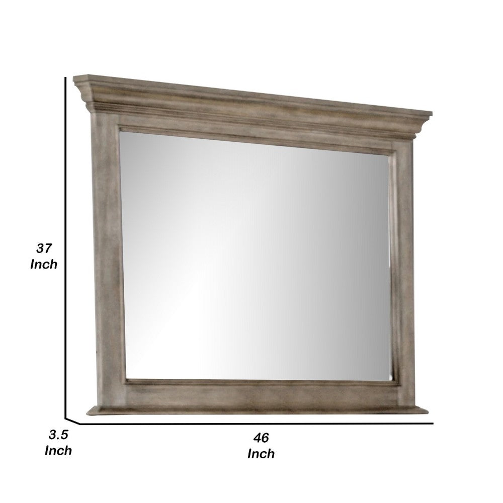 Zea Vanity Dresser Mirror, Elegant Crown Moldings in Aged Oak Brown - BM340996