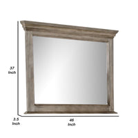 Zea Vanity Dresser Mirror, Elegant Crown Moldings in Aged Oak Brown - BM340996