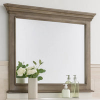 Zea Vanity Dresser Mirror, Elegant Crown Moldings in Aged Oak Brown - BM340996