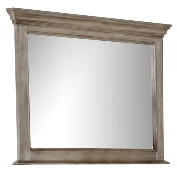 Zea Vanity Dresser Mirror, Elegant Crown Moldings in Aged Oak Brown - BM340996