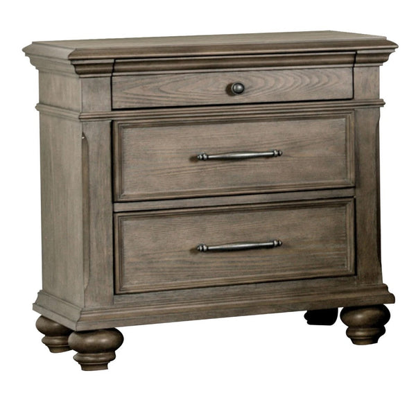 Zea Nightstand for Bedroom, 3 Drawers, Transitional Aged Oak Brown - BM340997