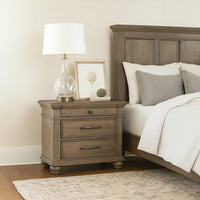 Zea Nightstand for Bedroom, 3 Drawers, Transitional Aged Oak Brown - BM340997