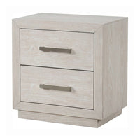 Kexa Nightstand, USB and LED, 2 Drawers Chrome Handles, Light Gray - BM341001