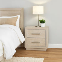 Kexa Nightstand, USB and LED, 2 Drawers Chrome Handles, Light Gray - BM341001