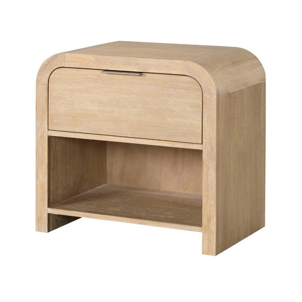Rexa Nightstand with 1 Drawer, Metal Finger Pulls, Natural Oak Brown - BM341003