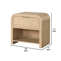 Rexa Nightstand with 1 Drawer, Metal Finger Pulls, Natural Oak Brown - BM341003