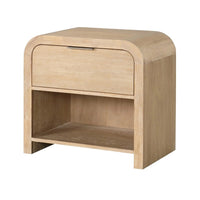 Rexa Nightstand with 1 Drawer, Metal Finger Pulls, Natural Oak Brown - BM341003