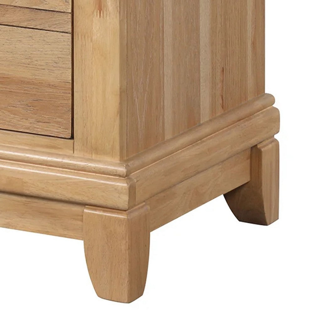 Lexa Nightstand with 3 Drawers, Farmhouse Natural Oak Brown - BM341004