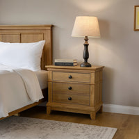 Lexa Nightstand with 3 Drawers, Farmhouse Natural Oak Brown - BM341004