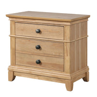 Lexa Nightstand with 3 Drawers, Farmhouse Natural Oak Brown - BM341004
