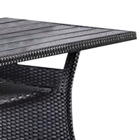 Maria Outdoor Dining Table, 57 Inch Top w/ Shelf, Black Rattan Woven - BM341005