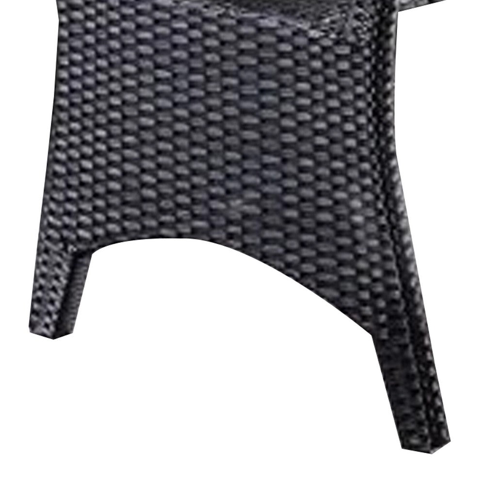 Maria Outdoor Dining Table, 57 Inch Top w/ Shelf, Black Rattan Woven - BM341005