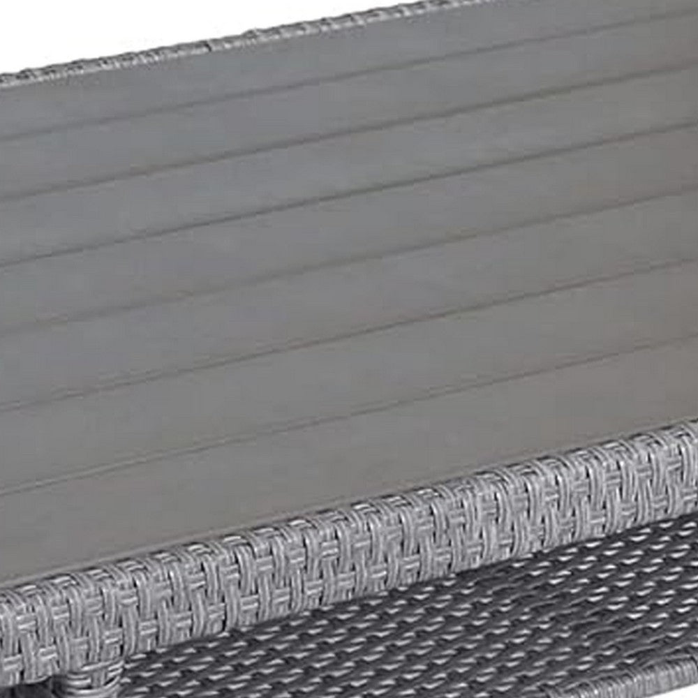 Maria Outdoor Dining Table, 57 Inch Top w/ Shelf, Gray Rattan Woven - BM341006