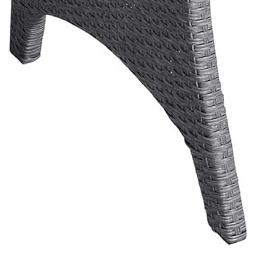 Maria Outdoor Dining Table, 57 Inch Top w/ Shelf, Gray Rattan Woven - BM341006