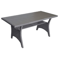 Maria Outdoor Dining Table, 57 Inch Top w/ Shelf, Gray Rattan Woven - BM341006