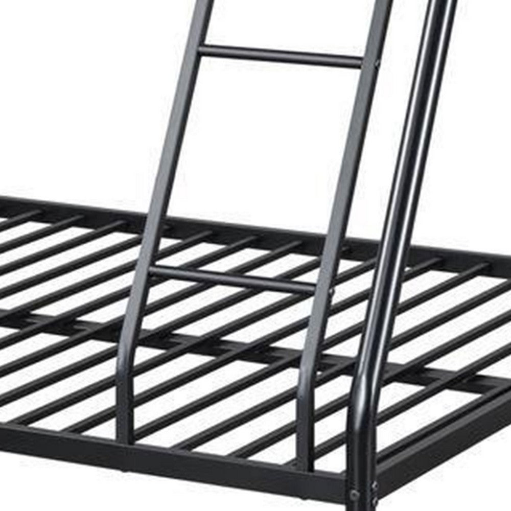 Zena Twin over Full Bunk Bed, Angular Ladder and Rails, Black Metal Frame - BM341008