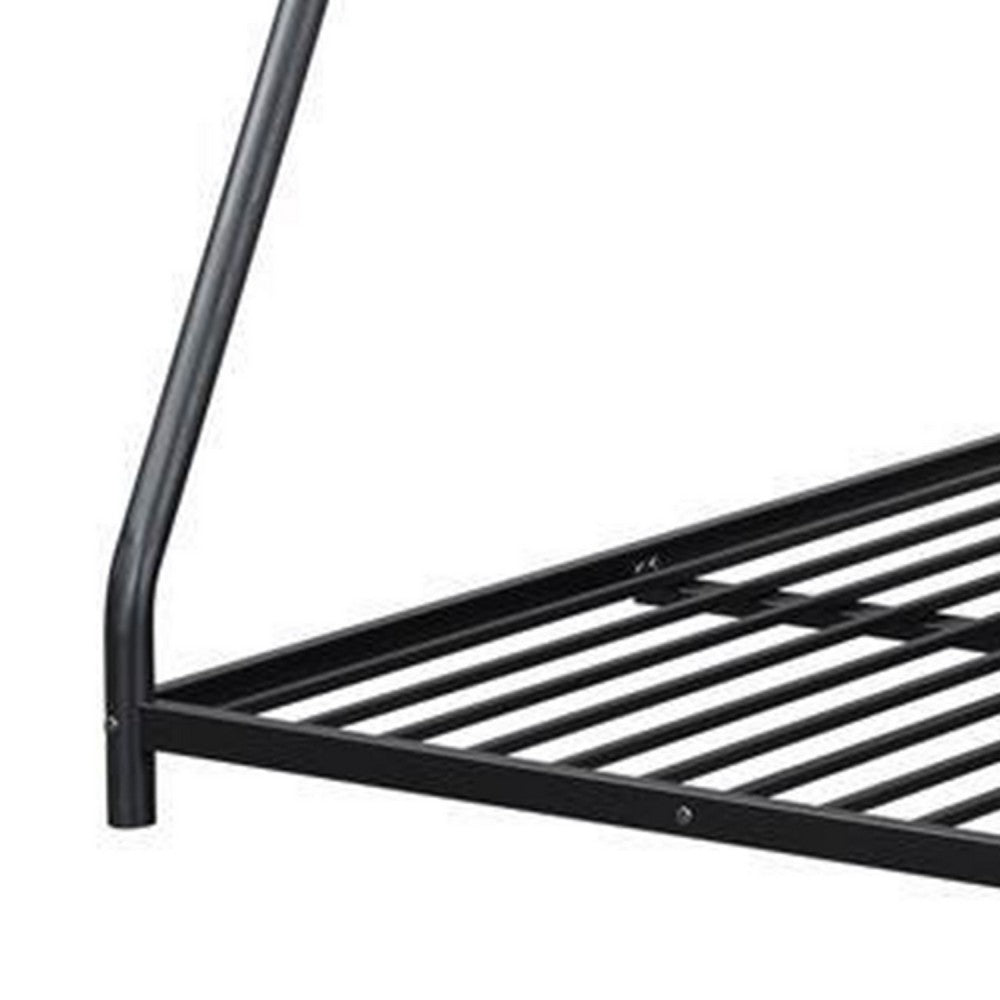 Zena Twin over Full Bunk Bed, Angular Ladder and Rails, Black Metal Frame - BM341008