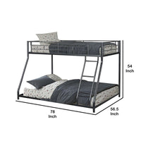 Zena Twin over Full Bunk Bed, Angular Ladder and Rails, Black Metal Frame - BM341008