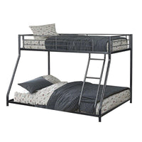 Zena Twin over Full Bunk Bed, Angular Ladder and Rails, Black Metal Frame - BM341008